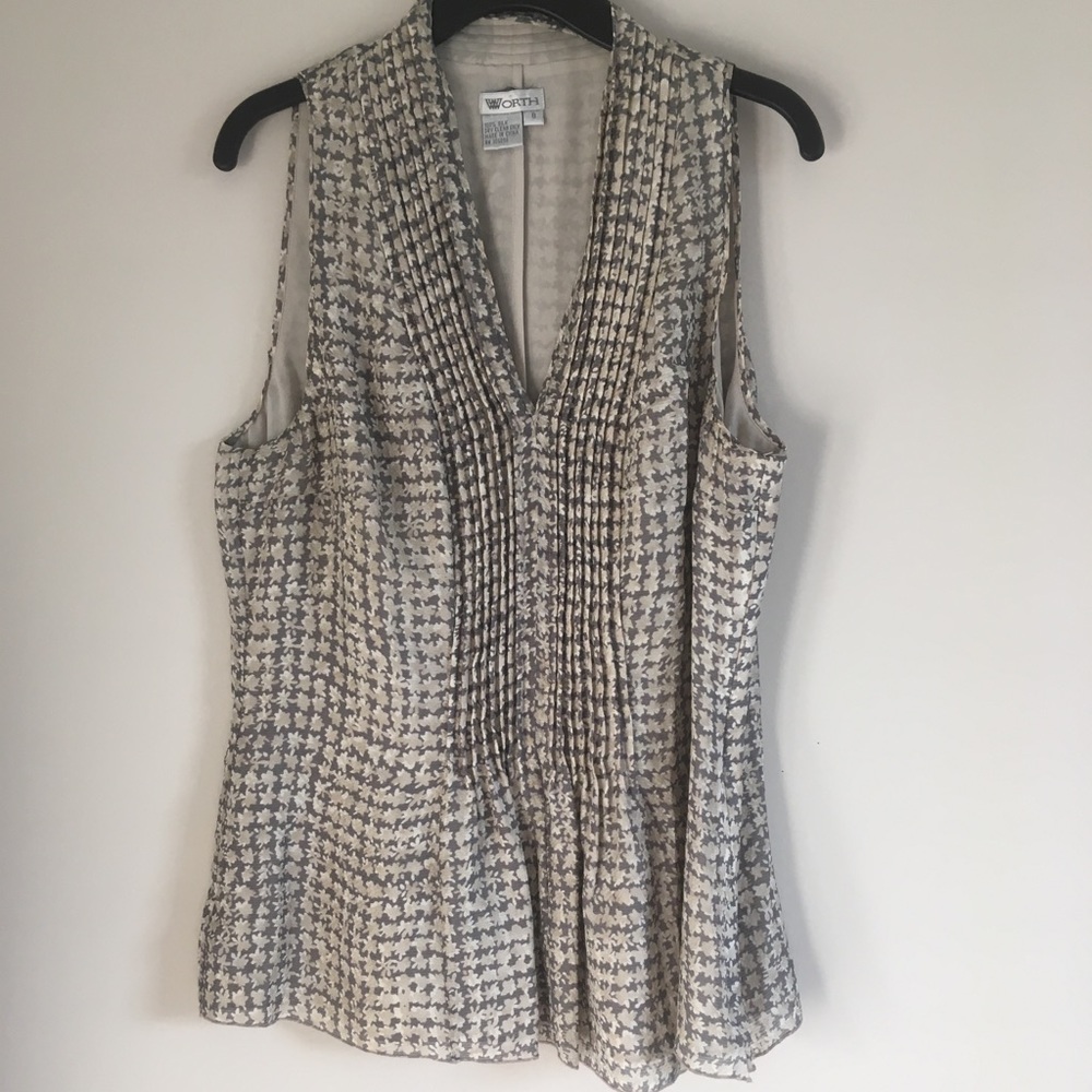 Worth Women’s Plaid Sleeveless 100% silk top sz 8